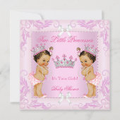 Princess Pink Pearls Twin Baby shower Tiara BR Kaart (Voorkant)