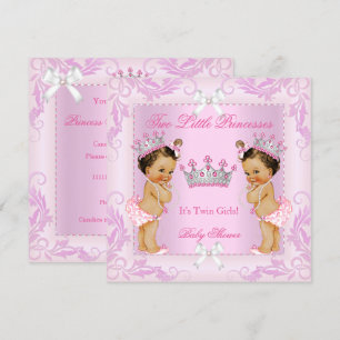 Princess Pink Pearls Twin Baby shower Tiara BR Kaart