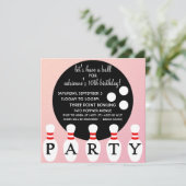 Princess Pink Pin Party Bowling Birthday Party Kaart (Staand voorkant)