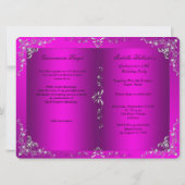 Princess Pink Quinceanera Silver Tiara Party Kaart (Achterkant)