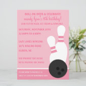 Princess Pink Roll on Over Bowling Birthday Party Kaart (Staand voorkant)