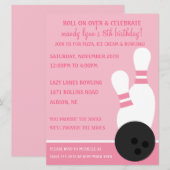 Princess Pink Roll on Over Bowling Birthday Party Kaart (Voorkant / Achterkant)