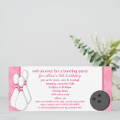 Princess Pink Roll over Bowling Birthday Party Kaart (Staand voorkant)