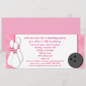 Princess Pink Roll over Bowling Birthday Party Kaart (Voorkant / Achterkant)