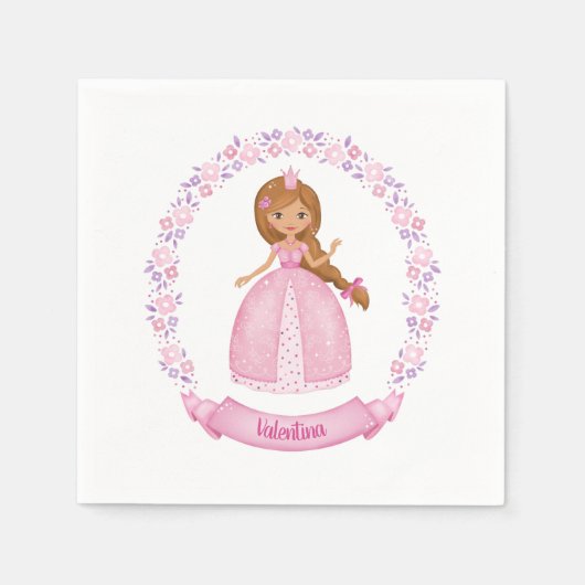 Princess Pink Schattige gepersonaliseerd Servet (Voorkant)