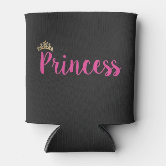 Princess Pink Script Font Crown Blikjeskoeler (Voorkant)