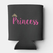 Princess Pink Script Font Crown Blikjeskoeler (Achterkant)