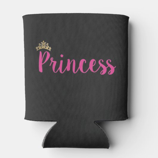 Princess Pink Script Font Crown Blikjeskoeler (Achterkant)