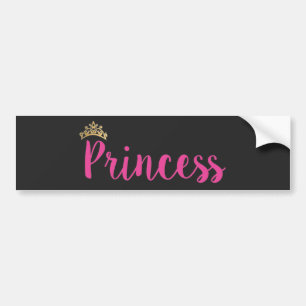 Princess Pink Script Font Crown Bumpersticker