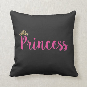 Princess Pink Script Font Crown Kussen