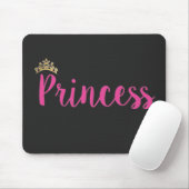 Princess Pink Script Font Crown Muismat (Met muis)