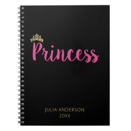 Princess Pink Script Font Crown Notitieboek