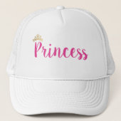 Princess Pink Script Font Crown Trucker Pet (Voorkant)