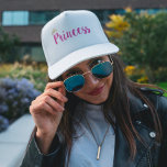 Princess Pink Script Font Crown Trucker Pet<br><div class="desc">Princess in bright roze script font with a golden yellow two-tone crown located over the capital P of princess.</div>