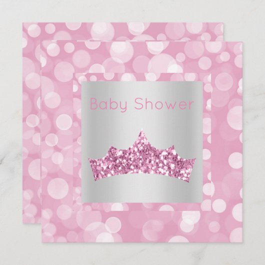 Princess Pink Silver Bubble baby shower Kaart (Voorkant / Achterkant)