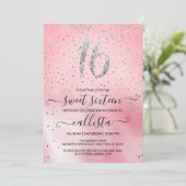 Princess Pink Silver Glitter Confetti Sweet 16 Kaart (Staand voorkant)