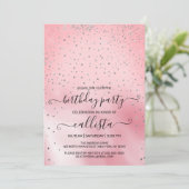 Princess Pink Silver Glitter Confetti Verjaardag Kaart (Staand voorkant)