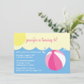 Princess Pink Splish Splash Birthday Pool Party Kaart (Staand voorkant)