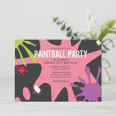 Princess Pink Split Splat Custom Paintball Party Kaart (Staand voorkant)