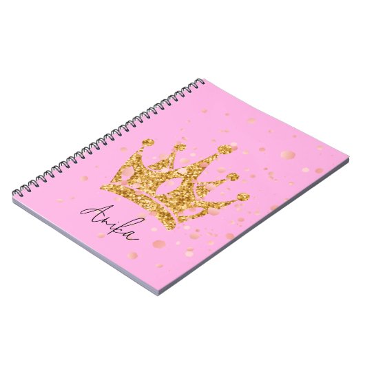 princess pink tiara glitter notitieboek (Linkerzijde)