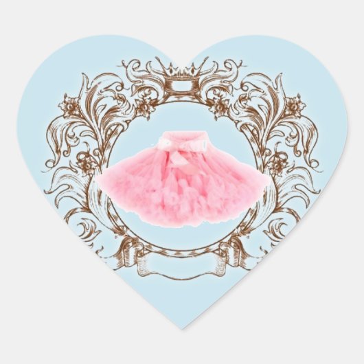 Princess Pink tutu Blue Verjaardagsfeestje Sticker (Voorkant)