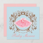 Princess Pink tutu Girl Baby shower Uitnodiging (Voorkant / Achterkant)