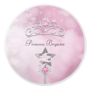 Princess Pink Wand & Crown Royal Bedroom Dresser Keramische Knop