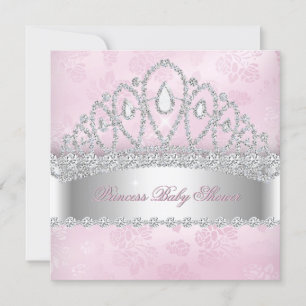 Princess Pink White Diamond Baby shower 2 Kaart