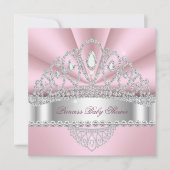 Princess Pink White Diamond Tiara Baby shower Kaart (Voorkant)