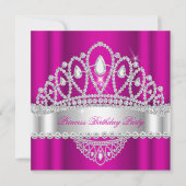 Princess Pink White Diamond Tiara Birthday Party Kaart (Voorkant)