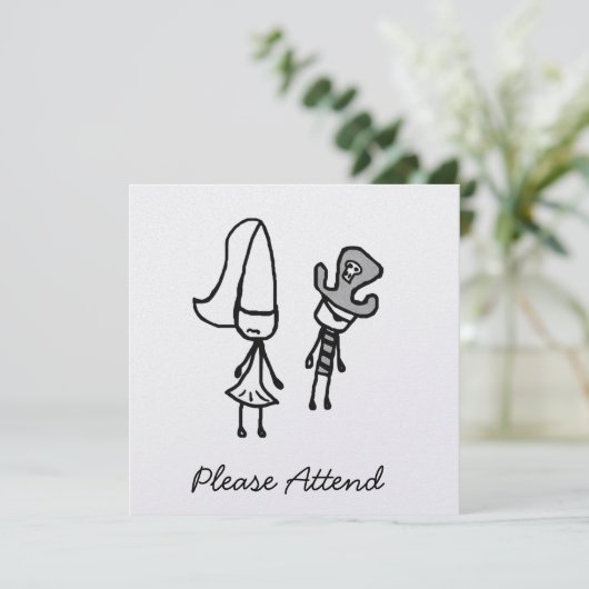 Princess & Pirate Doodle Kaart (Staand voorkant)