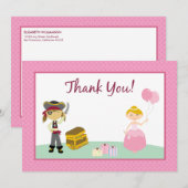 Princess & Pirate Flat - Hartelijk dank Bedankkaart (Voorkant / Achterkant)