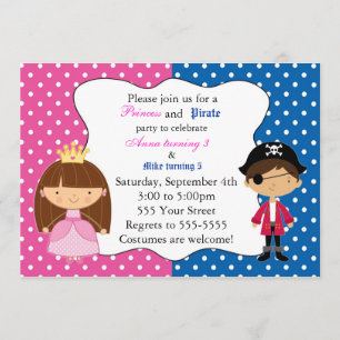 Princess Pirate Invitation Kids Birthday Party Kaart