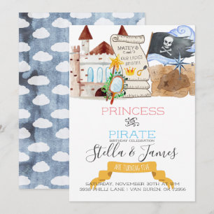 Princess & Pirate Joint Birthday Party Kaart