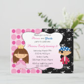 Princess Pirate Kids Birthday Party Invitations Kaart (Staand voorkant)