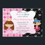 Princess Pirate Kids Birthday Party Invitations Kaart<br><div class="desc">Druk uw gasten met deze mooie uitnodigingskaart. Pas het met uw details voor om het even welke gebeurtenis aan. Cute Characters by Stockberry design.</div>