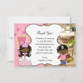 Princess & Pirate Party Donkere Huid Dank u Kaart (Voorkant)