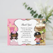 Princess & Pirate Party Donkere Huid Dank u Kaart (Staand voorkant)