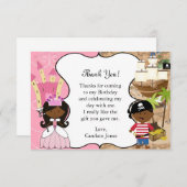 Princess & Pirate Party Donkere Huid Dank u Kaart (Voorkant / Achterkant)