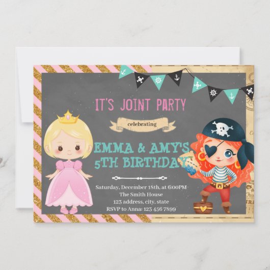 Princess pirates joint party kaart (Voorkant)