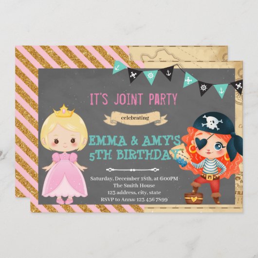 Princess pirates joint party kaart (Voorkant / Achterkant)