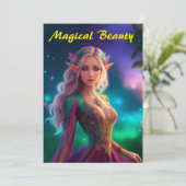 Princess pixie fee kleurrijke magenta gloed  bedankkaart (Staand voorkant)