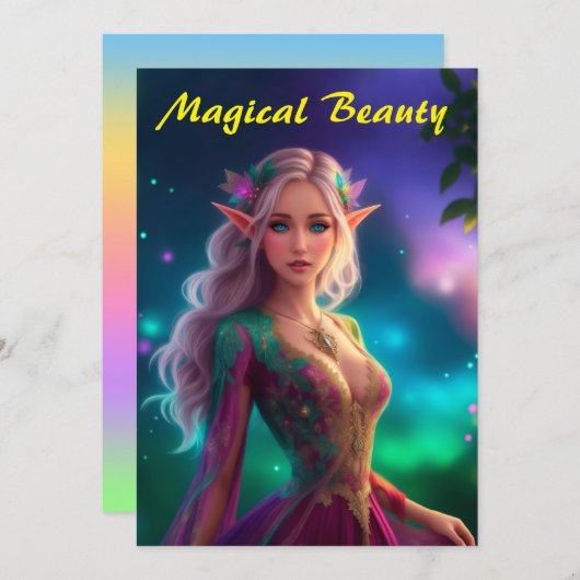 Princess pixie fee kleurrijke magenta gloed  bedankkaart (Voorkant / Achterkant)
