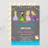 Princess poolverjaardagsuitnodiging bedankkaart (Voorkant / Achterkant)