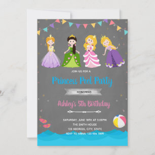 Princess poolverjaardagsuitnodiging bedankkaart