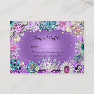 Princess Prince Diaper Raffle Tickets, purpl Informatiekaartje
