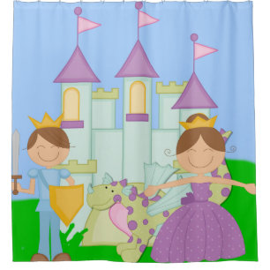 Princess, Prince, Draak, Castle Fairytale Douchegordijn