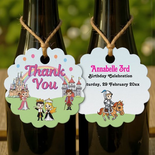 Princess & Prince Fairytale Castle Schattige Dank  Bedankjes Labels