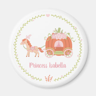 Princess Pumpkin Carriage Floral Wreath Magnet