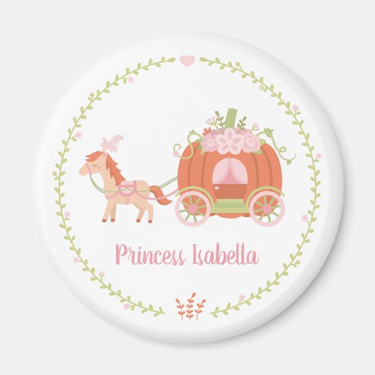 Princess Pumpkin Carriage Floral Wreath Magnet (Voorkant)